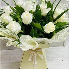 Luxury white rose hand-tied